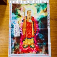 Tranh thêu chữ thập PHẬT ĐỊA TẠNG đã thành phẩm 78x55cm đã thêu rùi a808