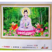 Tranh thêu chữ thập Phật Quan Âm DV6607