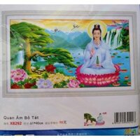 Tranh thêu chữ thập Phật Quan Âm (về tự thêu) X8292