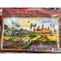 Tranh thêu chữ thập phong cảnh Làng quê E39 100x60cm