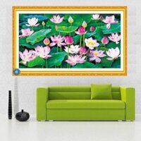 Tranh thêu Chữ thập Phong cảnh ao sen Dream valley mẫu mới  DV6224(150*80 cm)chưa thêu