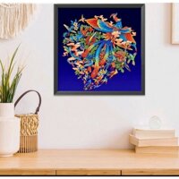 Tranh thêu chữ thập phượng hoàng, chim và hoa mẫu đơn. Tranh thêu phụng hoàng.