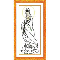 Tranh Thêu Chữ Thập Quan Âm Từ Bi ( Từ Dung Quan Âm) + Kết Hạt Cườm Hào Quang RY2203 (TRANH CHƯA THÊU) KT:39X82CM