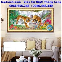 Tranh thêu chữ thập song hổ 2 con hổ P0008 chưa thêu