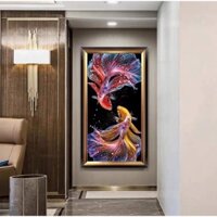 Tranh thêu chữ thập song ngư chỉ lụa