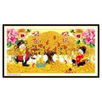 Tranh thêu chữ thập tấn tài tấn lộc LV3522 - 84 x 47 cm -  tự thêu