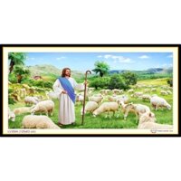 TRANH THÊU CHỮ THẬP, THÊU 3D CHÚA CHĂN CHIÊN, CHÚA CHĂN CỪU LV3504 125X63CM