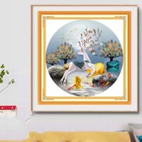 Tranh thêu chữ thập (thêu kín) Hươu May Mắn T2884 - KT:(60x60)cm