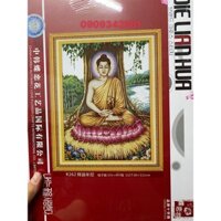 Tranh thêu chữ thập thêu kín Phật Thích Ca ngồi gốc cây bồ đề DLH-YR262 1m11x85( chưa thêu)