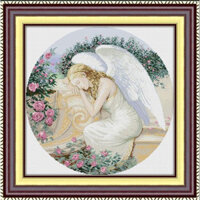 Tranh Thêu Chữ Thập (Thêu toàn bộ) Cô Gái Thiên Thần RY1177 (TRANH CHƯA THÊU) KT:58X58CM