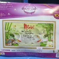 Tranh thêu chữ thập thư pháp chữ nhẫn LV3399