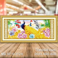 Tranh Thêu Chữ Thập thư pháp Cha Mẹ Lv3124