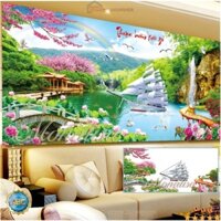 Tranh thêu chữ thập thuận buồm xuôi gió 1m x 55cm - 1m20 x 60cm - 1m45 x 70cm