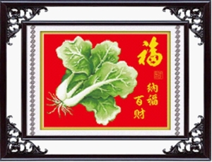 Tranh thêu chữ thập tiền tài phúc lành DLH-YZ619