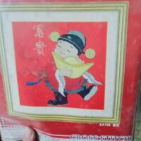 Tranh thêu chữ thập tiểu thần tài