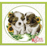 Tranh Thêu Chữ Thập Tình Cảm Cún Con RY1859 (TRANH CHƯA THÊU) KT:42X36CM