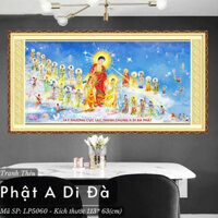 TRANH THÊU Chữ Thập Tranh Đính Đá Tây Phương Thánh Chúng Lp5060:113x63 cm (tự thêu)