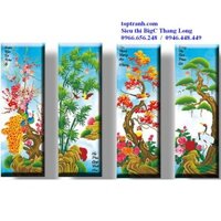 Tranh thêu chữ thập tứ quý tùng trúc cúc mai 223045, 4 mùa, chưa thêu