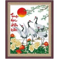 Tranh Thêu Chữ Thập Tùng Hạc Diên Niên 222862 (KHÁCH TỰ THÊU) KT:60X73CM