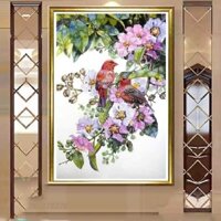 Tranh Thêu Cô 3 Tranh thêu chữ thập Uyên Ương Hạnh Phúc E278 - KT:(60x90)cm