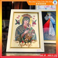 Tranh Thêu Công Giáo mẫu Đức Mẹ Hằng Cứu Giúp 40x60cm - Quà Tặng Tân Gia, Đám Cưới, Trang Trí Phòng Khách NS510-2