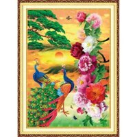 Tranh thêu công xanh phu thê viên mãn A1004 - kích thước: 40 * 53cm. (TRANH CHƯA LÀM)