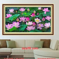 Tranh thêu hoa sen 1mx60cm kín