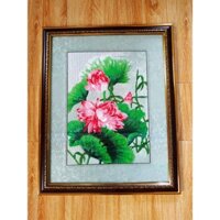 Tranh thêu hoa sen hồng