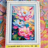 Tranh thêu hoa sen mẫu mới 6740-50x74cm