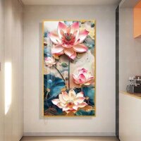 Tranh Thêu Hoa Sen Mẫu Mới 65095(50x82cm) Chưa Thêu Mẫu Mới 2024 Handmade Thêu Chữ DIY Làm Đồ Handmade