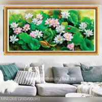 tranh thêu Hoa Sen MN0268 (200x90cm), thêu kín tran