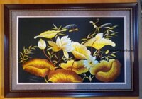 Tranh thêu – hoa sen vàng -F175