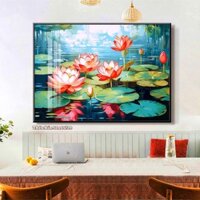 Tranh Thêu Hoa Sen 65021(50x65cm) Mẫu Mới Chưa Thêu Làm Đồ Handmade Thêu Chữ DIY