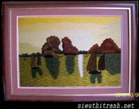 Tranh thêu- Hòn trống mái-T103