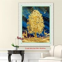 Tranh thêu kín chữ thập Cây Tiền Vàng E84