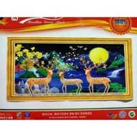 Tranh thêu kín chữ thập Nai Sừng Tấm dưới ánh trăng EDB53