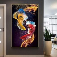 Tranh thêu kín chữ thập Vũ Điệu Song Ngư MN0174(65x100cm)