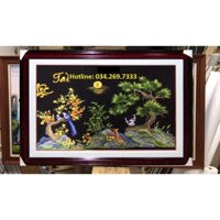 TRANH THÊU MÁY CHỮ TÀI LỘC TÙNG HẠC THÀNH PHẨM