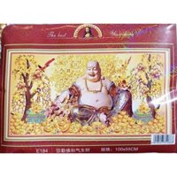 tranh thêu phật di lặc thêu kín E184 kích thước 100x55cm