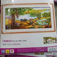 Tranh thêu quê hương Việt Nam yên bình (hình thật)