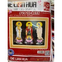 Tranh thêu Tam thế Phật 3D 94*73 cm(chưa thêu)