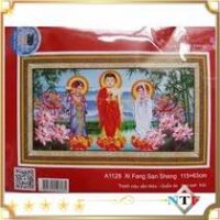 Tranh thêu tam thế phật A1128 (KT: 115 x 63cm)