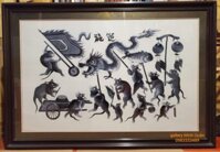 Tranh thêu tay – Chuột rước rồng- T177