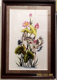 Tranh thêu tay -Hạnh phúc đôi uyên ương-T182