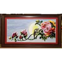 TRANH THÊU TAY - HOA MẪU ĐƠN - ĐÔI UYÊN ƯƠNG T122