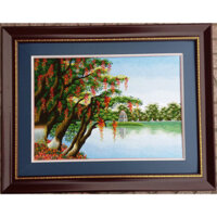 TRANH THÊU TAY PHONG CẢNH HÀ NỘI - THÁP RÙA HỒ GƯƠM - T312