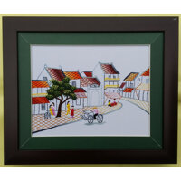 TRANH THÊU TAY - PHONG CẢNH HÀ NỘI -THÁP RÙA HỒ GƯƠM - CHÙA 1 CỘT -PHỐ CỔ- P1310