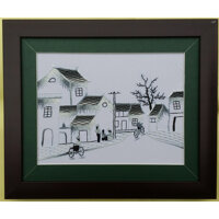 TRANH THÊU TAY -PHONG CẢNH HÀ NỘI -THÁP RÙA HỒ GƯƠM - CHÙA 1 CỘT -PHỐ CỔ - P1308