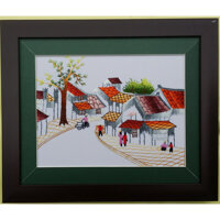 TRANH THÊU TAY -PHONG CẢNH HÀ NỘI -THÁP RÙA HỒ GƯƠM - CHÙA 1 CỘT -PHỐ CỔ - P1311