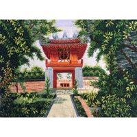 Tranh thêu tay phong cảnh Văn Miếu 35x50cm VM002